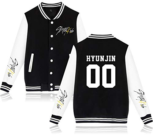 Kpop Stray barn baseballjacka långärmad pullover gul trätryckta tröjor unisex tröja varm ytterkläder topp Bang Chan Changbin Hyunjin Felix Seungmin Jeongin Jisung Minho Woojin