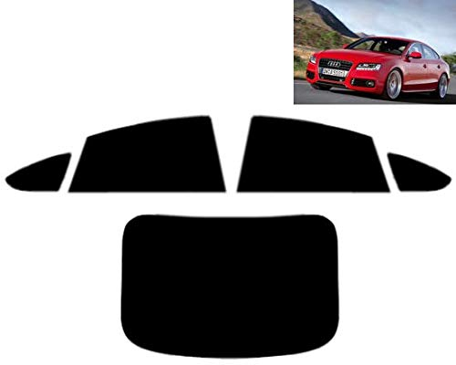 Tintcom.com Láminas Solares para Tintar Las Lunas del Coche-Audi A5 Sportback 5-Puertas 2011-... Ventanas Traseras & Luna Trasera (05% Super Negro)