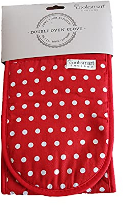 Mals Double Oven Gloves, Red with white spots 100% Cotton