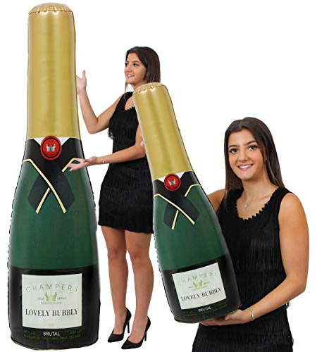 2 x aufblasbare Champagnerflaschen – inklusive 1 x riesige 180 cm große Flasche (180 cm hoch) und 1 x 72 cm Flasche