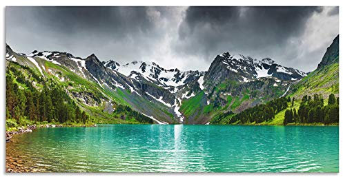 ARTland Wanddeko Wandbild Alu Verbundplatte für Innen & Outdoor Bild Landschaften Berge Fotografie Grün Bergsee S5YM