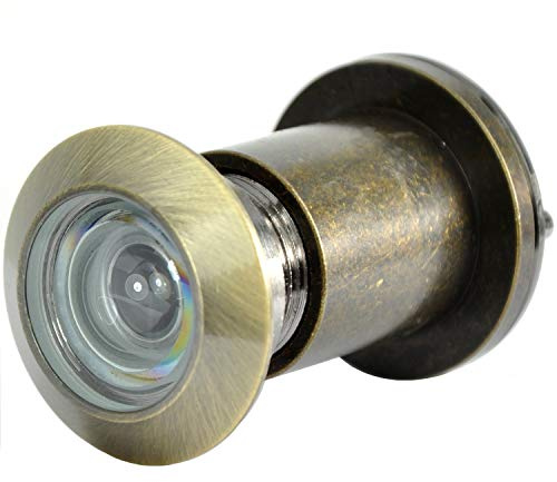 Türspion Messing mit Sichtschutz Bohrloch ∅27mm Spion Bronze Antik | Für Türblätter Weitwinkel-Türspion 200°, für 40-70mm Haustür hochwertige Echtglaslinse