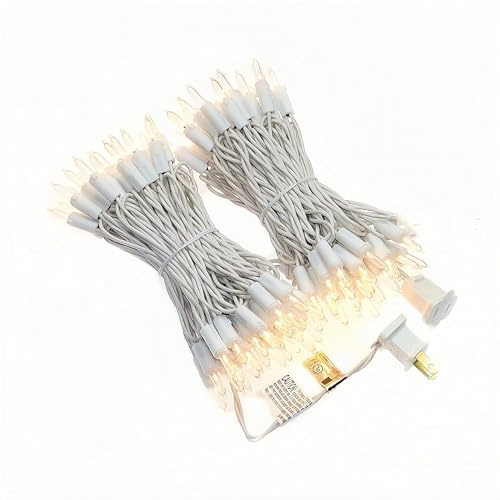 JinBest 100 LED Warm White Christmas Lights, UL Certified and Commercial Grade White Wire Lights String 35 FT, for Indoor and Outdoor Use.