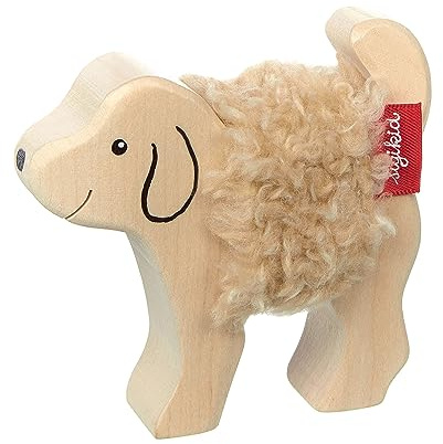 Sigikid 39513 Holztier Hund Cudly Wudly Mädchen und Jungen Babyspielzeug empfohlen ab 3 Jahren Natur/beige