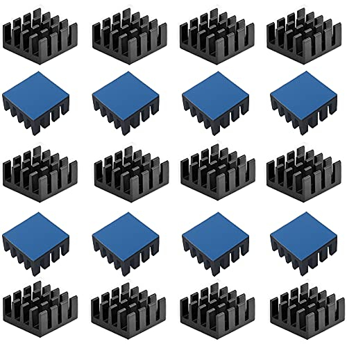 Aluminum Heatsink, CTRICALVER Heat Sink Thermal Adhesive Pad Cooler, for Cooling 3D Printers (20pcs,black)