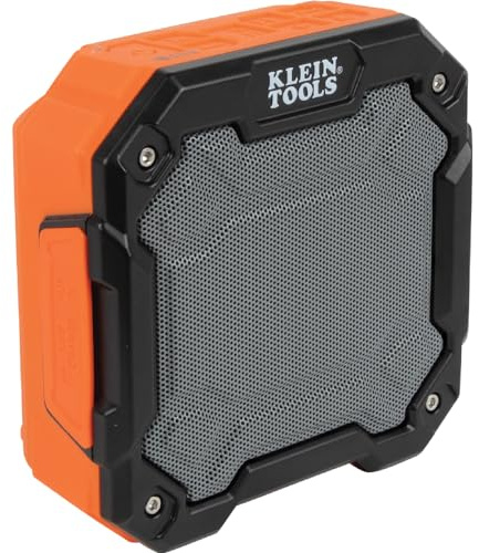KLEIN TOOLS AEPJS3 Bluetooth Jobsite Speaker With Magnet and Hook, 20-Hr Run Time, Charge Via USB A or C, Pair Multiple Speakers Via Broadcast, Hands Free Capable