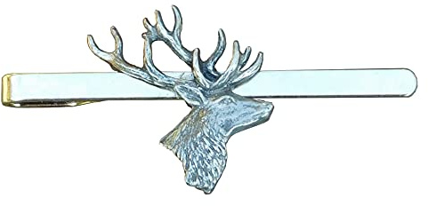 Pince à Cravate Tête de Cerf en Étain Poli, Finition Brillante