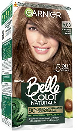 Garnier Permanente Coloration Belle Color Naturals, für eine leuchtende Farbe bis zu 8 Wochen, ohne Ammoniak zu 90% natürlichen Ursprungs, natürliches Dunkelblond 6.03