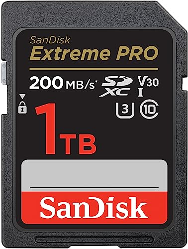 SanDisk 1TB Extreme PRO SDXC card, SD Card, V30 Memory Card, V30 up to 200 MB/s, RescuePro Deluxe data recovery software, SanDisk QuickFlow-Technology, UHS-I, Class 10, U3,
