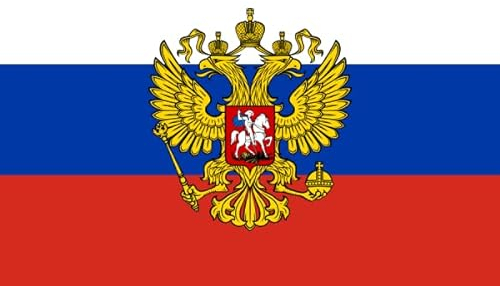 Lixure Russland Flagge mit Adler 90x150cm Russische Flagge mit Wappen Top-Qualität 3x5 Fuß, Russia Flag, Lebendige Farbe Kann Drinnen und Draußen Verwendet Werden