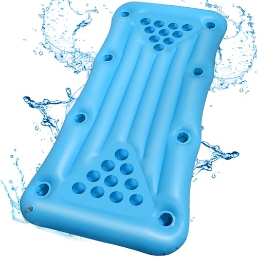 Faburo Aufblasbare Luftmatratze Schwimm Party Getränkehalter Partyspiele Pool Pong Floating Foldable Mattress Zubehör Luftmatratze175x75x15cm (Ohne Becher)