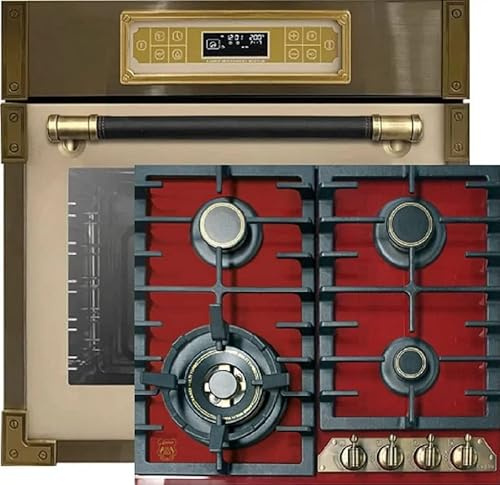 Kaiser Herdset EH 6726 ElfAD+KCG 6335 RotEm Turbo, Retro Einbau Backofen 80L, 11 Betriebsfunktionen+Retro Einbau Gas Kochfeld 60 cm, Rotes Glas, Erdgas/Propangas/Fl.