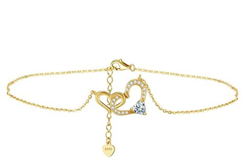 BEDT 925 Sterling Silber Liebe Herz Kette Fußkettchen Für Frauen Und Mädchen Mode Sommer Fuß Armband Fußriemen Schmuck