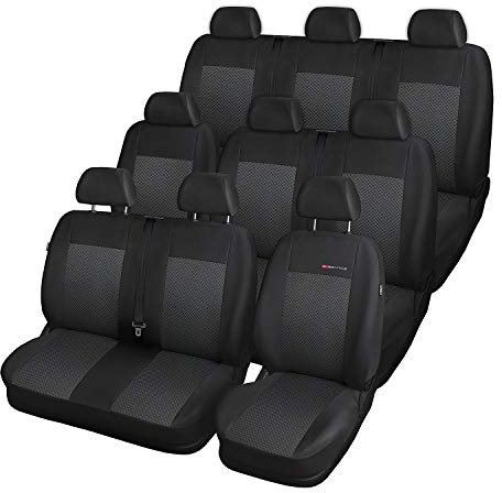 Saferide Autositzbezüge Maß kompatibel mit Ford Transit Custom Bus 2012-9-Sitze (6x1) Autositzschoner Sitzbezüge Grau Auto Sitzbezug Autositzauflage Autositz Sitzauflagen P3