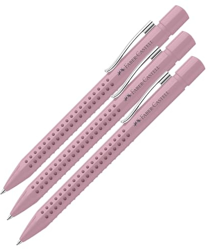 Faber-Castell 243907 - Kugelschreiber Grip 2010, Mine M, rose shadows, 1 Stück (Packung mit 3)