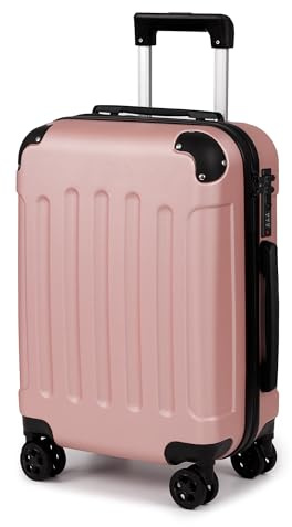 TANTOMI Handgepäck Koffer, 20 Zoll Hartschalenkoffer, Trolley, Leichter ABS-Rollkoffer, Reisekoffer mit 4 Rollen, 3-Stelliges Zahlenschloss (Rosa Gold, 41L)