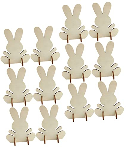 TOPBATHY 12stücke Unbehandelte Holz Osterhasen Ausschnitte Diy Bastelset Holz Ostern Party Dekorationen Für Junge Mädchen Handwerk
