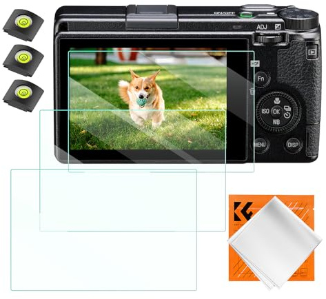 K&F CONCEPT Schutzfolie Displayschutz für Ricoh GR III & Blitzschuh-Wasserwaage, 9H-Härte kratzfest Glas blasenfrei- 3 Stück | Inklusive 3 x Kratzschutz mit Wasserwaage und 1 x Reinigungstuch, gehärtetes Glas, kratzfest – PF22