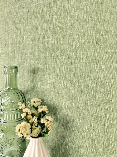 Newroom Tapete Grün Vliestapete Unifarbe - Universal Modern Struktur Leinen-Optik Einfarbig Uni Stoffoptik inkl. Tapezier-Ratgeber