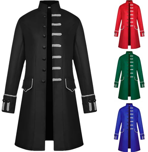 OPAEHJF Manteau de frack steampunk pour homme, vintage, victorien, gothique, renaissance, uniforme rétro, veste médiévale, costume d'Halloween et de cosplay (noir, M)