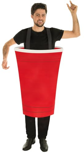 Krause & Sohn Beer Pong Disfraz XXL Taza Juego de Beber para Adultos Talla Única Rojo JGA Carnaval Fiesta Disfraz