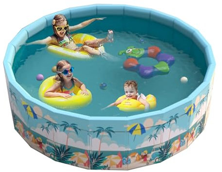 Piscine pieghevoli, Piscina rotonda con prisma per nuoto all'aperto non gonfiabile per bambini e adulti, Guscio in plastica dura, Facile da montare, per Esterno, Giardino, Cortile(90cm)