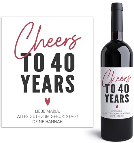 Weinetiketten personalisiert 40. Geburtstag Mann Frau Flaschenetiketten selbst gestalten Geburtstagsgeschenk Geschenk Weinflasche Wein Etiketten selbstklebend 2 Stück | 10x12 cm