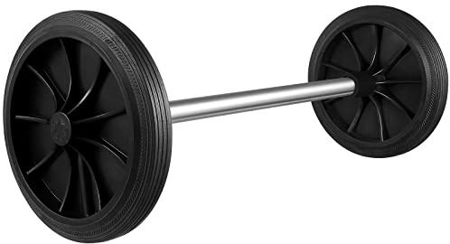 Roues de rechange pour poubelles d'extérieur - Roues en caoutchouc avec poulie à arbre galvanisé - Accessoires de rechange