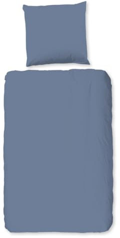Good Morning Biber Bettwäsche Simply Pure | natürlich 100% Baumwolle | Bettwäsche Set Oeko-Tex® hautfreundlich, atmungsaktiv, kuschelig weich & warm | mit Reißverschluss 135 cm x 200 cm denimblau