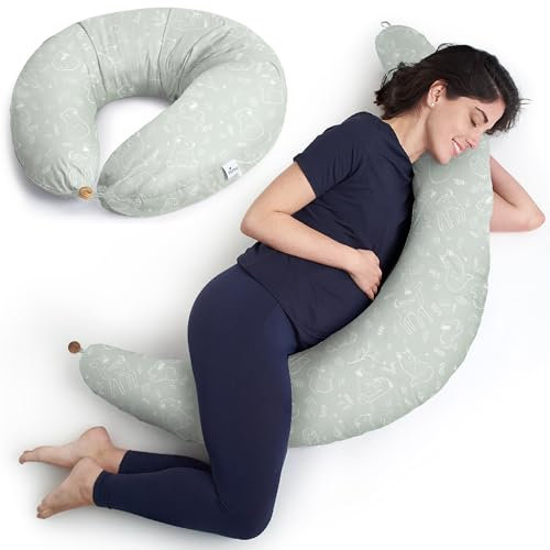 Niimo XXL Pregnancy Pillow & Nursing Pillow - 2022 Double Platinum Winner, 100% Cotton Maternity Pillow Cover, Washable Breast Feeding Pillow Baby Feeding Pillow, Body Pillow Pregnancy Gifts