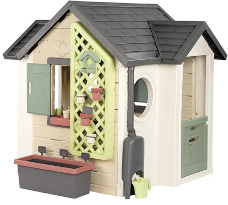 SMOBY LIFE GARDEN HOUSE PLAYHOUSE with 15 accessories. Indoor/outdoor sustainable play with 64% recycled material