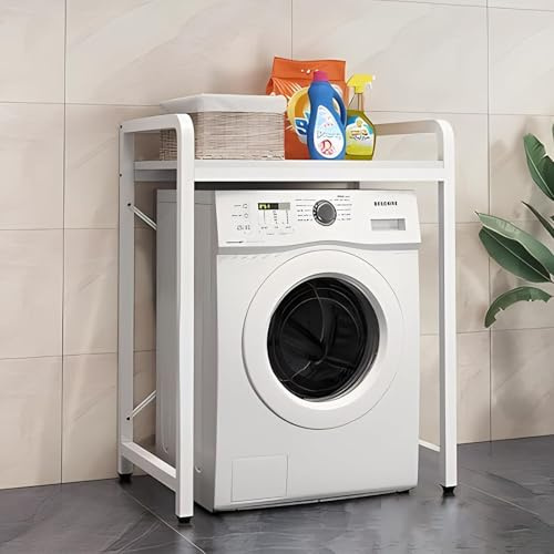 Mueble Lavadora Secadora, Unidad De Almacenamiento Sobre Lavadora Para Lavandería, Estantería Encima De Lavadora, Para Lavadora Para Baño, Cocina, Balcón, Lavandería, Carga 300KG(White+white)