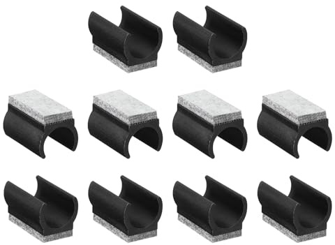 QUARKZMAN 10 tappi per gambe della sedia, con cuscinetti in feltro, a forma di U, per mobili, adatti per gambe tubolari in metallo da 22 mm, colore nero, cuscinetti grigi