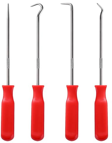 YIXISI 4 Piezas 16.5cm Juego de Púas y Ganchos, Juego de Ganzúas y Ganchos de Precisión, Gancho de Selección de Precisión, Extractor de Anillo Tórico, para Quitar Mangueras y Juntas, ABS