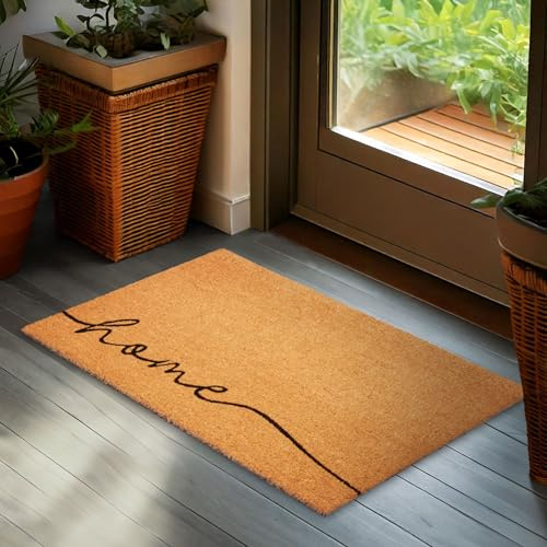 Brubaker Zerbino per Esterni e Interni - Home - 45 x 75 cm - Tappeto in 100% Fibra di Cocco, Antisporco e Antisdrucciolo - Impermeabile - Ideale per Porta d'Ingresso, Giardino e Terrazza - Marrone