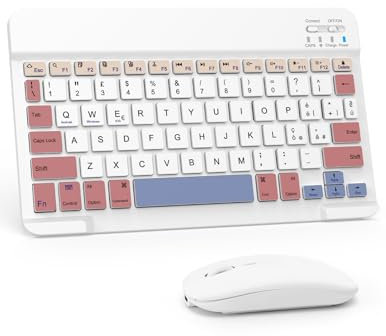LAMA Tastiera e Mouse Wireless, Tastiera Tablet Universale Ultra Sottile Ricaricabile, Tastiera Bluetooth Portatile per iPad/Tablet/iOS/Android/Windows/Laptop/Computer Desktop/Telefoni