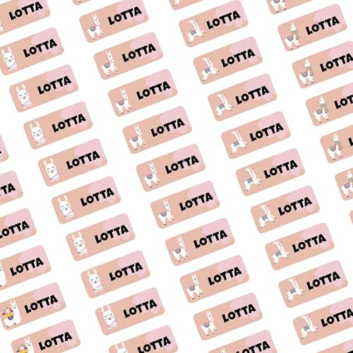 LabelKids – Namensaufkleber Lama – 80 Stück personalisierte Namensetiketten für Kinder – Namenssticker wasserfest & langlebig – Sticker Namen für Schule, Kita, Trinkflaschen & Brotdosen