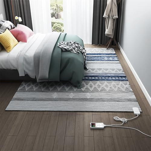 Alfombra eléctrica de grafeno para dormitorio, alfombra marroquí grande con calefacción por infrarrojos inteligente, control de temperatura programado, ideal para sala de estar, cocina, eficiencia