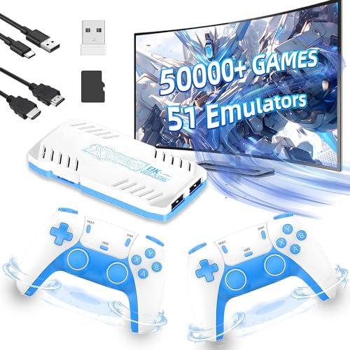 X10 Pro 2025 Nouveau Console de Jeux Rétro Console Retro Gaming 50000+ Jeux,51 Émulateur, 4K HD Sortie Console de Jeu Portable avec Manettes sans Fil 2,4GHz,Cortex-A55,S905X3,Plug & Play,128G (Bleu)