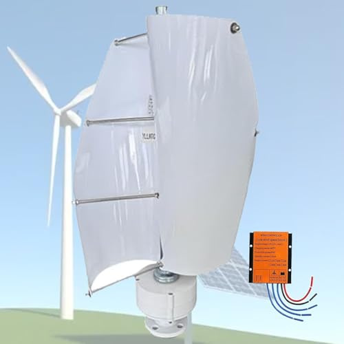 Aerogenerador de Eje Vertical de 16 000 W - Kit de aerogenerador doméstico con Controlador y 2 aspas para Barcos, cenadores y chalets - Sistema de energía eólica eficiente (Blanco, 24 V)