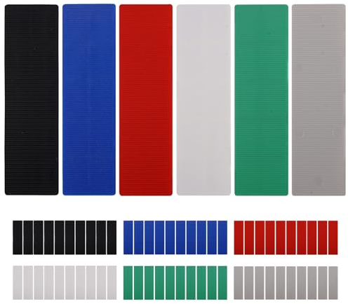 60 Piezas Cuñas Plastico Cuñas para Cristales 28 x 100 mm, Bloques Espaciadores Colorido Cuñas de Plástico Niveladoras Suelo, Juego de Bloques de Acristalamiento para Puertas Ventanas de Piso(1-6 mm)