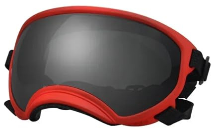 Hundglasögon, retro hundglasögon hundglasögon, hundsolglasögon, glasögon för hundar, hundskidglasögon med UV-skydd, husdjurssolglasögon justerbar rem på vägen (RED-2, L)