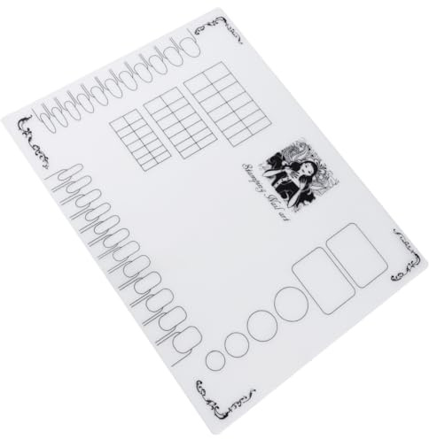 Uonlytech Tapis en Silicone Souple pour Ongles 22x15 Cm, Bloc D'entraînement Nail Art Guide Autocollants, Tapis de Stamping Manucure Résistant et Facile à Nettoyer pour Vernis et Paillettes