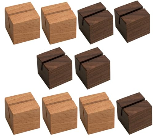 MAGICLULU Lot de 10 Porte-cartes en Bois 3,5 X 3,5 X 3,5 Cm Rainure Inclinée 3 Mm, Support pour Cartes de Visite Bureau, Socle D’affichage Photos et Numéros de Table, Accessoire Papeterie