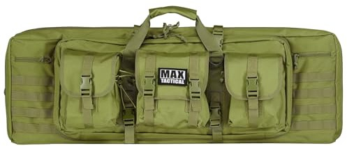 MAX Tactical Heavy Duty Deluxe Gewehrtasche – Single & Double Rifle Bag, taktisches Langwaffen-Futteral gepolstert mit Seitenfächern & Wabenschaum, für Zubehör