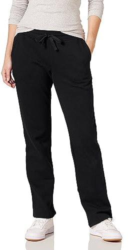 Amazon Essentials Pantalon de Survêtement Droit avec Cordon de Serrage pour Femmes, en Polaire (Disponible en Grande Taille) Femme, Noir, L