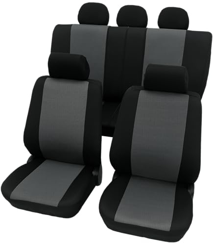 PETEX Auto Sitzbezüge Universal Komplett Set 11-teilig - Korfu grau, Eco Class mit SAB 1 Vario