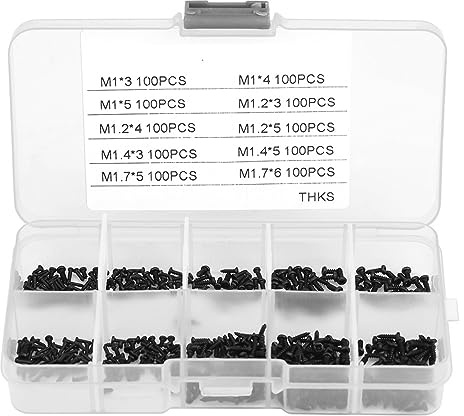 KSTE 1000pcs kleine Schrauben Kreuzkopfblechschrauben Sortiment Kit M1 M1.2 M1.4 M1.7
