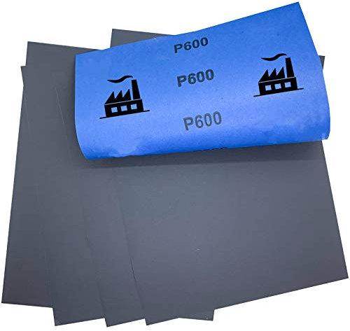 Dipoxy Lot de 5 feuilles de papier abrasif imperméable P600 230 x 280 mm pour le ponçage humide