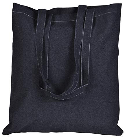 ECOFACTORYDIRECT 12 Stück recycelte Baumwolltasche in Eierpflanzenfarben, 38.1 x 40.6 cm mit 68.6 cm langem Griff, wiederverwendbare Einkaufstaschen, 155.9 g, super stark, waschbar (EGG Plant 12)